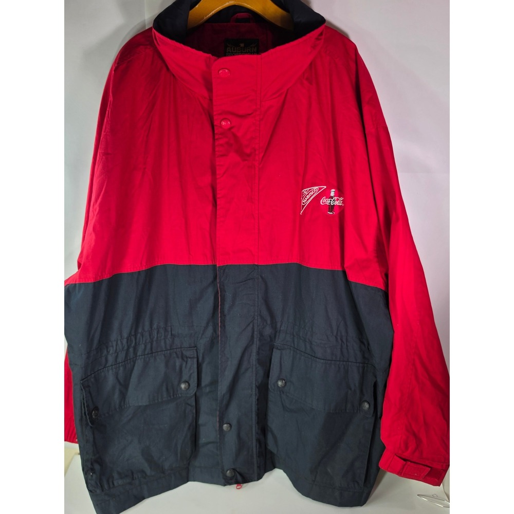 Vintage Coca Cola Nabisco Jacket Auburn Sportswear Parka Red Black Men XXL